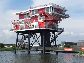 Refurbished REM Island as a restaurant in Amsterdam
